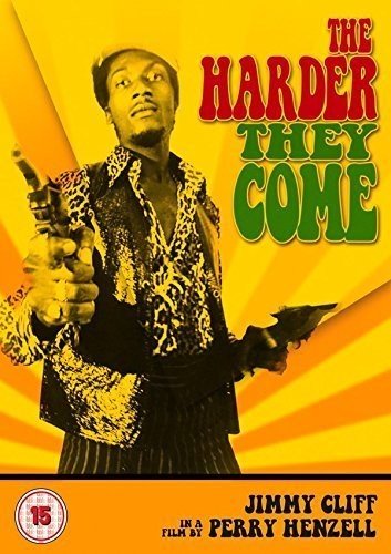 DVD cover for "The Harder They Come" featuring Jimmy Cliff with a gun.