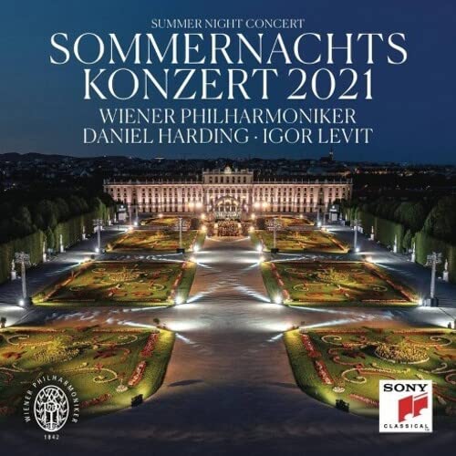 CD cover: illuminated palace with gardens, text “Sommernachtskonzert 2021”.