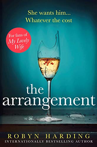 Book cover: "The Arrangement" featuring a broken glass with liquid and berries.