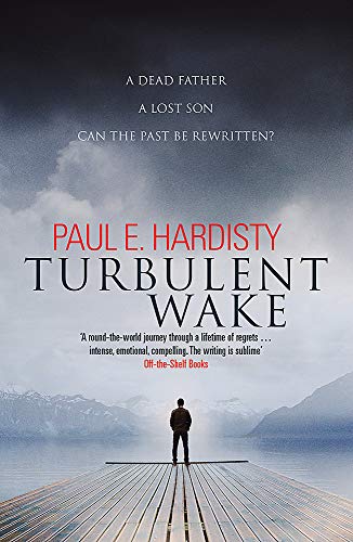 Book cover: man on a pier under stormy skies, titled "Turbulent Wake".