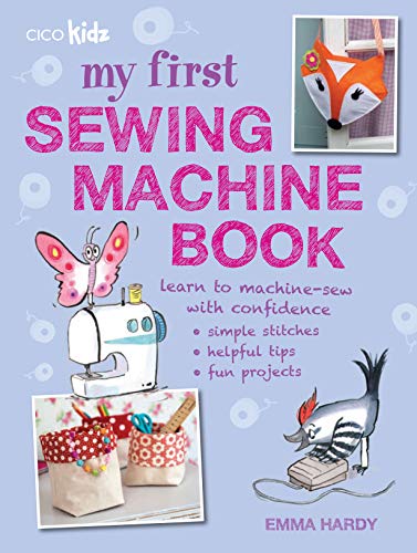 Children’s sewing book cover with a sewing machine, butterfly, and fox project.