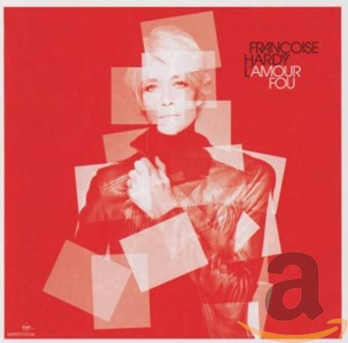 Red album cover featuring Françoise Hardy’s portrait with geometric overlays.