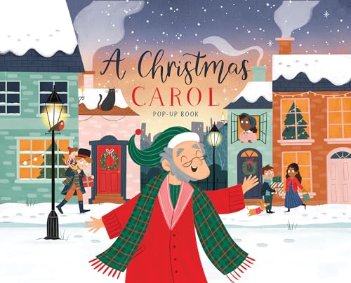 “A Christmas Carol” pop-up book cover with illustrated Victorian street scene.