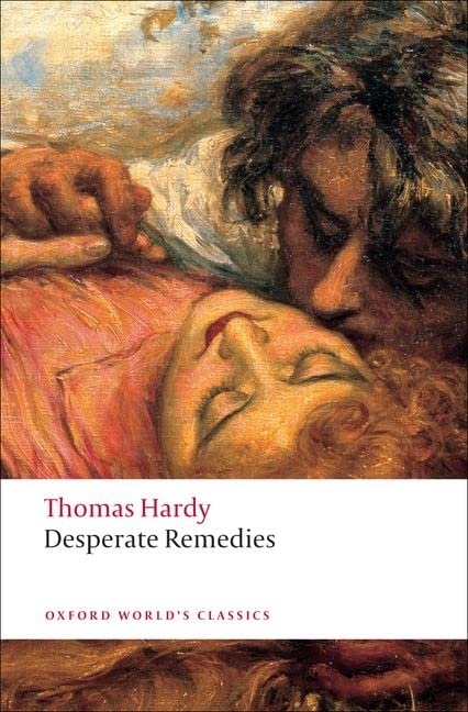 Book cover of “Desperate Remedies” by Thomas Hardy, featuring a painting.