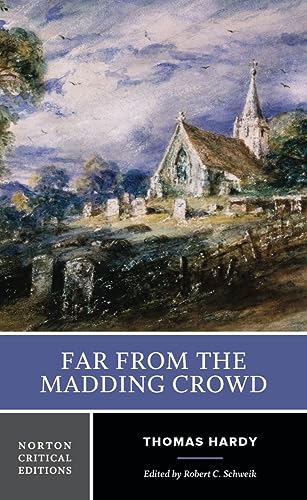 Book cover: “Far From the Madding Crowd” with a rural church scene.