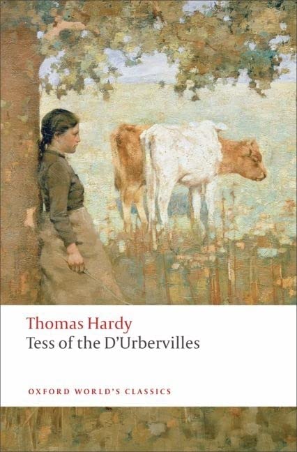 A book with a plain cover, featuring Thomas Hardy's classic novel, Tess of the d'Urbervilles.