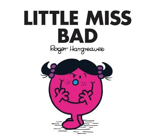 Pink Little Miss Bad character with black hair and mischievous expression.