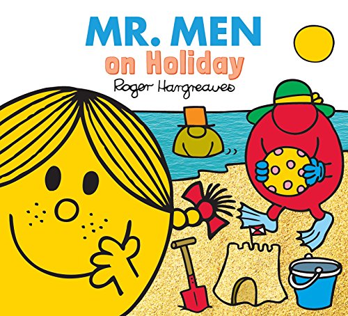 Mr. Men on Holiday" book cover featuring Mr. Tickle and Little Miss Sunshine.