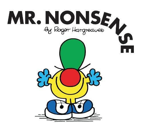Yellow Mr. Men character, Mr. Nonsense, with a green head and red nose.