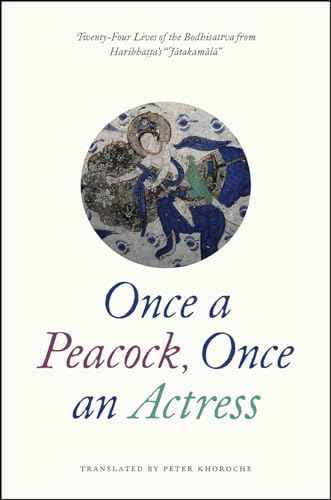 Book cover with a circular image of figures and a peacock.