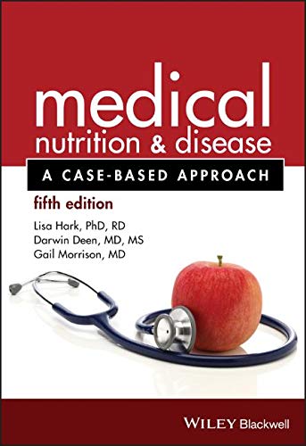 Red textbook cover with stethoscope, apple, and title "Medical Nutrition & Disease.