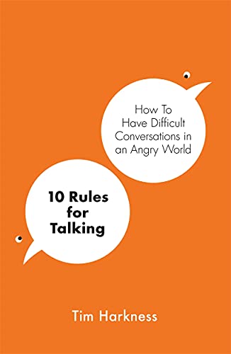 Orange book cover with speech bubbles and the title "10 Rules for Talking".