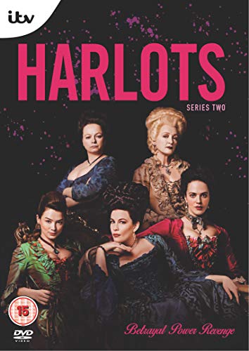 DVD cover for Harlots Series Two featuring four women in 18th-century period costumes.