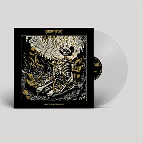 Vinyl record with dark album art featuring a skeletal figure and figures.