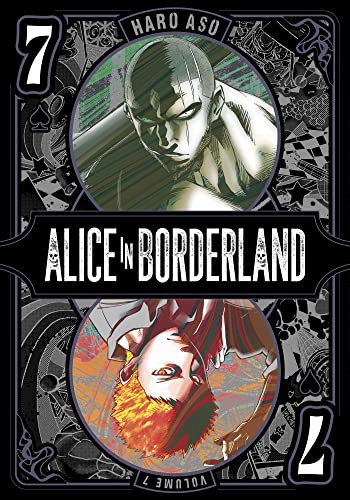 Manga cover for Alice in Borderland Volume 7 featuring two character portraits in circles.