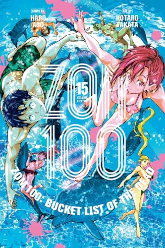 Manga cover: people in dynamic poses amid zombies and blue water.