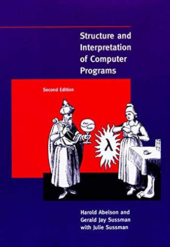 Book cover with purple background, red rectangle, and illustration of two figures with lambda.