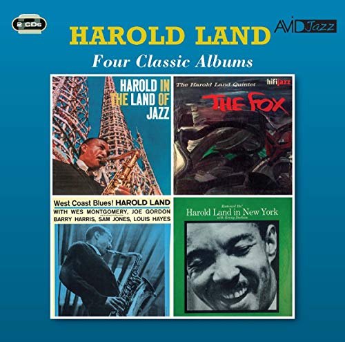 CD cover for Harold Land’s “Four Classic Albums” featuring jazz musicians.