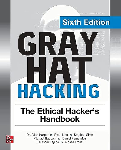 Book cover: "Gray Hat Hacking," sixth edition, with a hooded figure.
