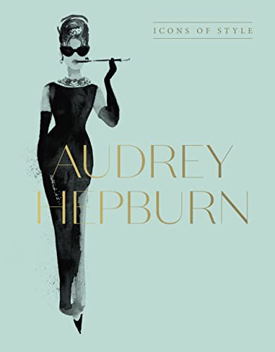 Watercolor illustration of Audrey Hepburn in a black dress and sunglasses.