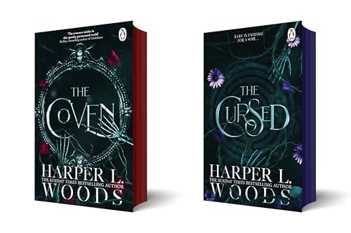 Book cover for "The Coven" by Harper L. Woods, dark red spine.
