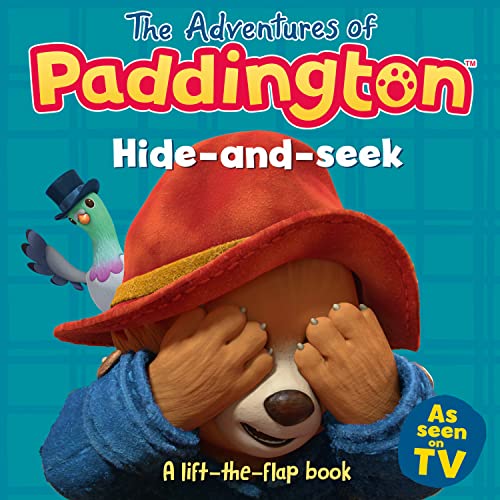 Paddington Bear playing hide-and-seek with a pigeon, lift-the-flap book cover.
