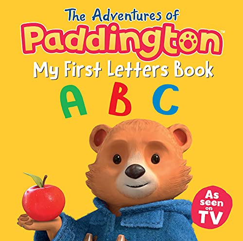 Paddington bear with letters "ABC" on a yellow book cover.