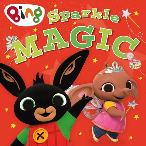 Bing and Flop with fairy wings, wand, and sparkly decorations.