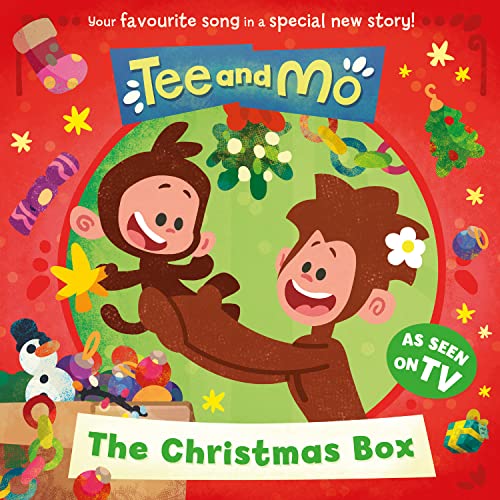 Book cover featuring two cartoon monkeys and Christmas decorations.