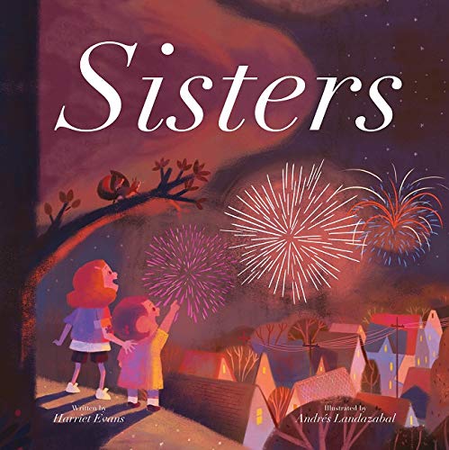Book cover: two girls looking at fireworks over a town.