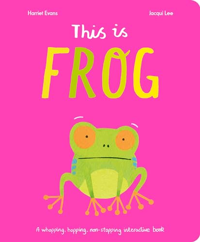 Bright pink cover with illustrated green frog and bold yellow text.