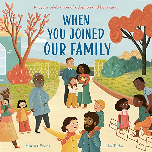 A diverse family gathers in a park in this illustrated children's book cover.