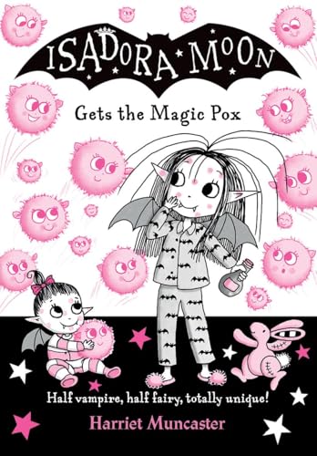 Book cover featuring Isadora Moon with spots, surrounded by pink fuzzy creatures and stars.