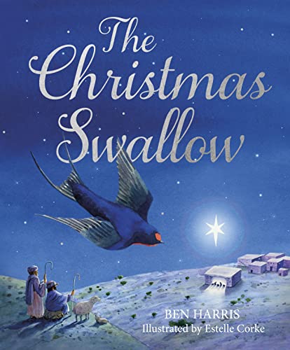 Book cover: a swallow flies over a nativity scene at night.