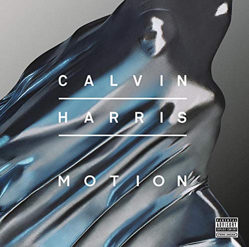 Album cover of "Motion" by Calvin Harris, featuring abstract metallic waves.