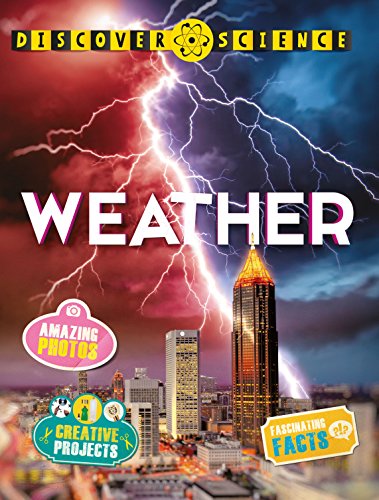 Book cover: "Discover Science: Weather" with lightning over a city.