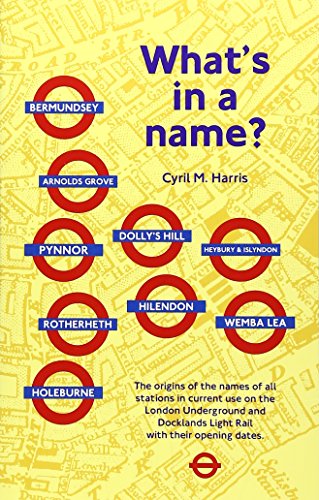 Book cover titled What's in a name? featuring London Underground roundels on a map background.