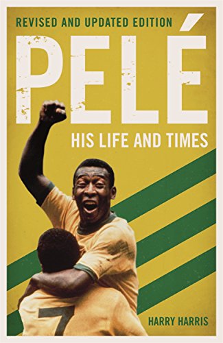 Book cover featuring Pelé celebrating with a teammate, yellow background.