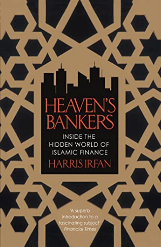 Book cover: "Heaven's Bankers" with geometric pattern and city skyline.