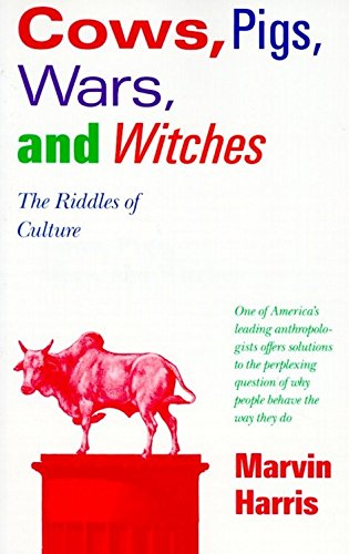 Book cover: red cow atop a red pedestal, white text, Marvin Harris.