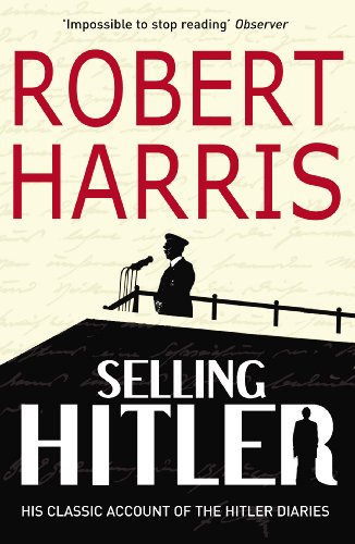 The image depicts a worn black book cover with a faded appearance. Alt text: Worn black book cover with "Selling Hitler" and author's name in gold.