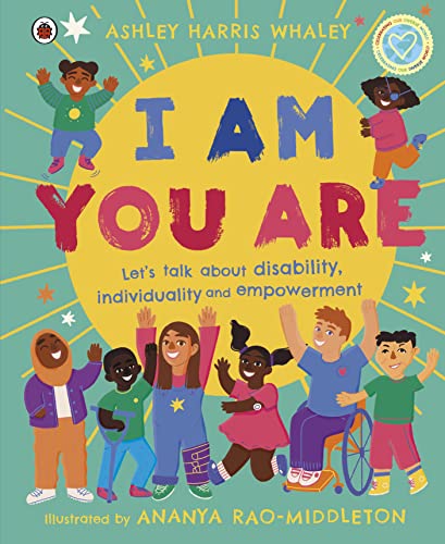 Book cover depicting diverse children, some with disabilities, raising hands.
