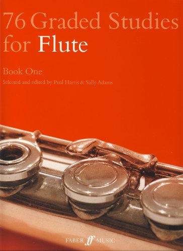 Music book cover titled 76 Graded Studies for Flute with a close-up of a flute.