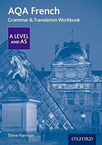 AQA French Grammar and Translation Workbook cover featuring the Louvre Pyramid in blue tones.
