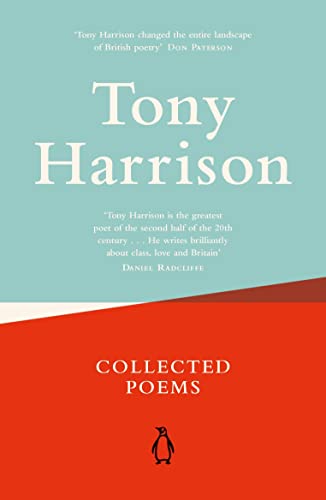 Book cover of Collected Poems by Tony Harrison with a teal and orange design.