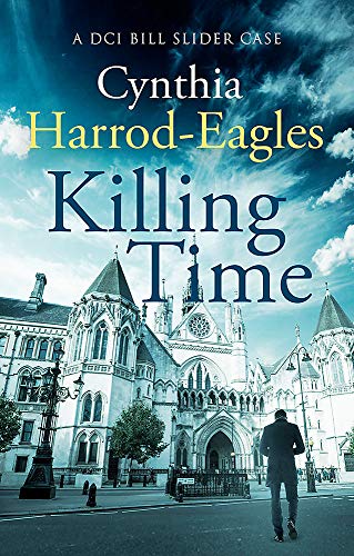 Book cover: “Killing Time” by Cynthia Harrod-Eagles, with a building backdrop.