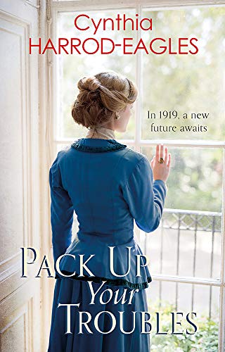 Book cover: woman in blue dress looking out a window.