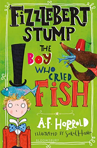 Book cover featuring a boy in a top hat with a fish on his head.
