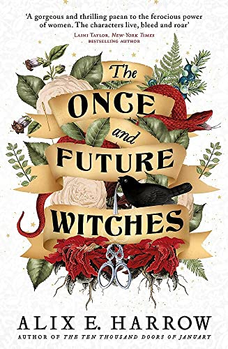 Book cover with floral design, snakes, scissors, and a black bird.