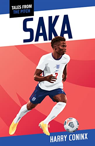 Book cover featuring soccer player Bukayo Saka in England kit.